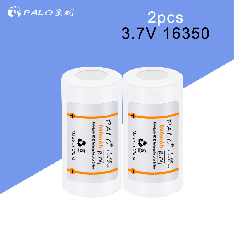 2pcs 800mAh 16340 / 16350 3.7v li-ion rechargeable battery 3.7 volt lithium li ion liion batteries - Цвет: 2pcs
