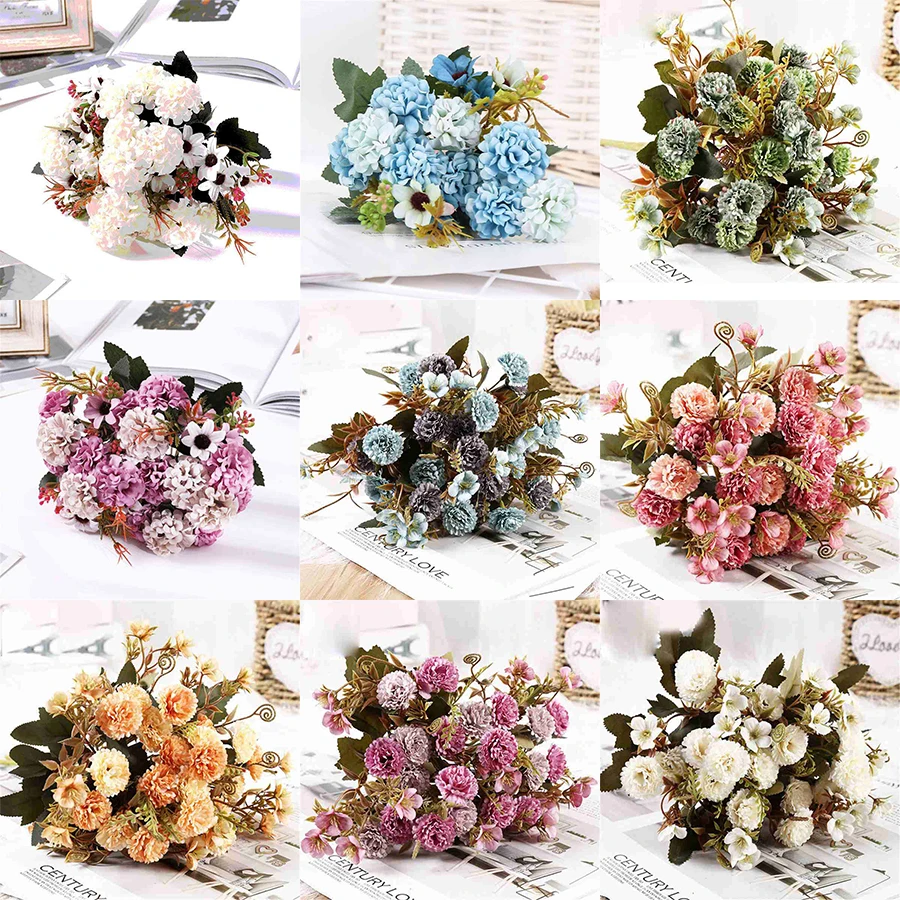 

DIY Decor Fake Flower Artificial Flower Small Bouquet Hydrangea 15 Flower Head