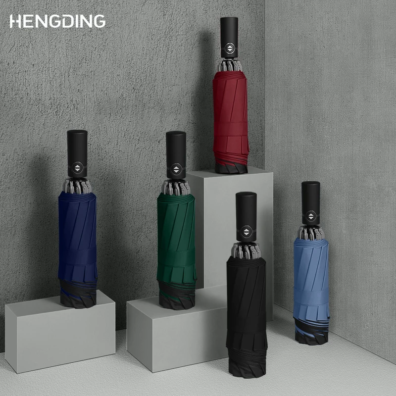 

Автоматические деловые зонты, двойные Роскошные прочные ветрозащитные складные зонты, однотонные зонты, товары для дома 50