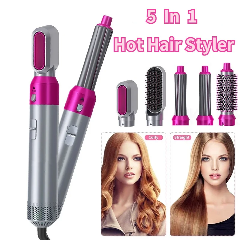 

5 in 1 Hair Dryer Multifunction Hot Air Brush Blow Dryer Styler Hair Culer Rotating Straightening Curling Iron Hairstyle Tools