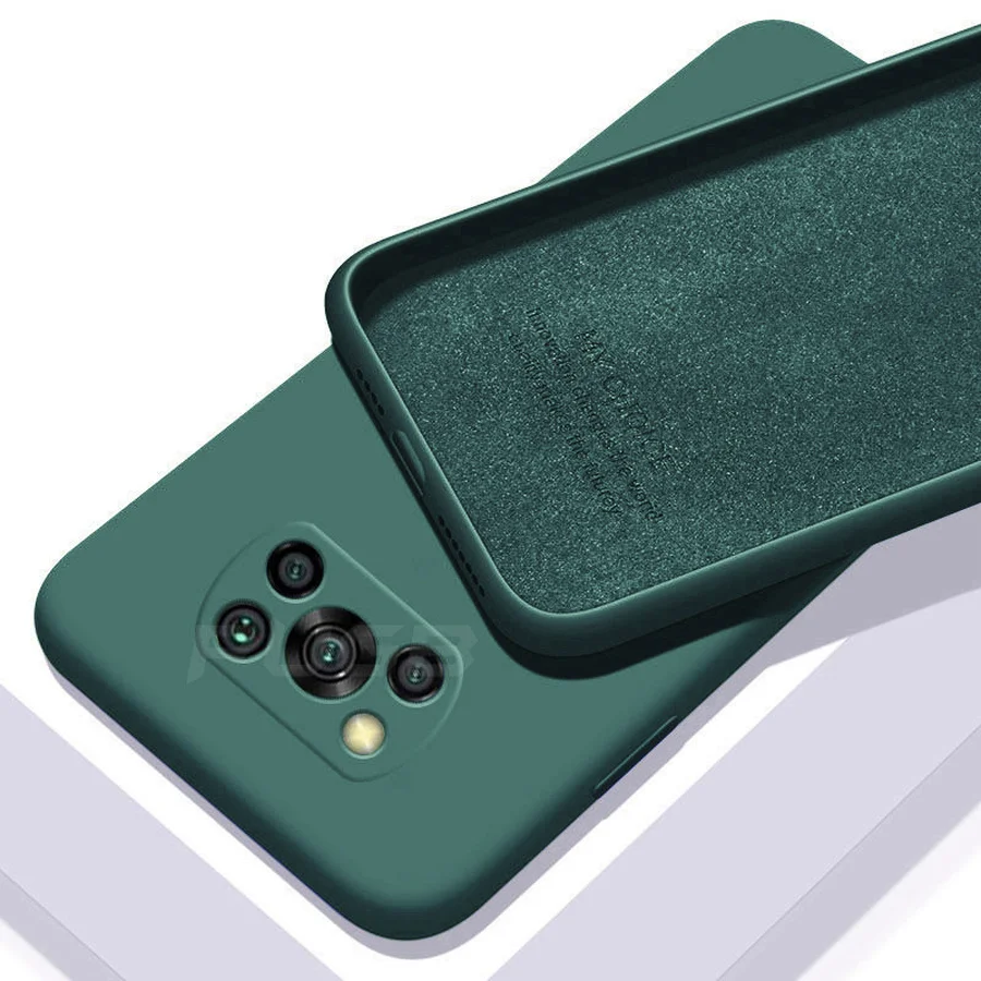original soft liquid silicone phone case for xiaomi poco x3 nfc x 3 m3 f2 pro f3 camera protection cloth lining shockproof cover free global shipping