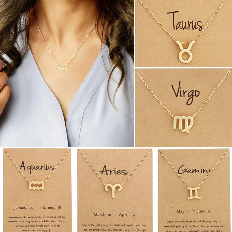 

New Creative Popular Twelve Constellation Necklace Female Pendant Clavicle Chain Women Jewelry Birthday Anniversary Party Gift