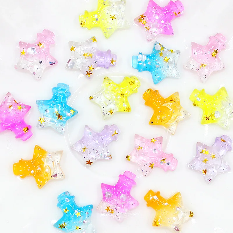 

20 шт./лот, украшение в виде бутылки со звездами для скрапбукинга, украшение из смолы, украшение в виде кабошона для скрапбукинга, Kawaii, аксессу...