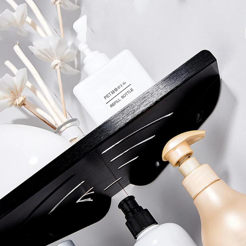 

Space Aluminum Corner Bathroom Shelves Wall Mounted Soap Dish Bath Shower Shelf Cosmetic Storage Rack Home Accessories Supplies