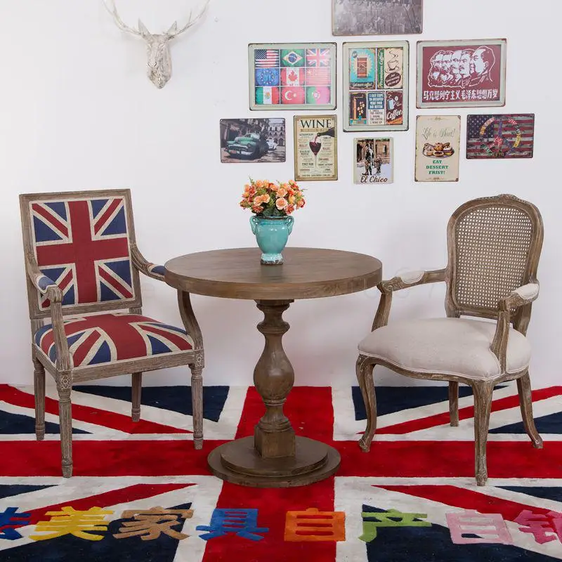 Европейский стул из массива дерева в стиле ретро обеденное кресло американского