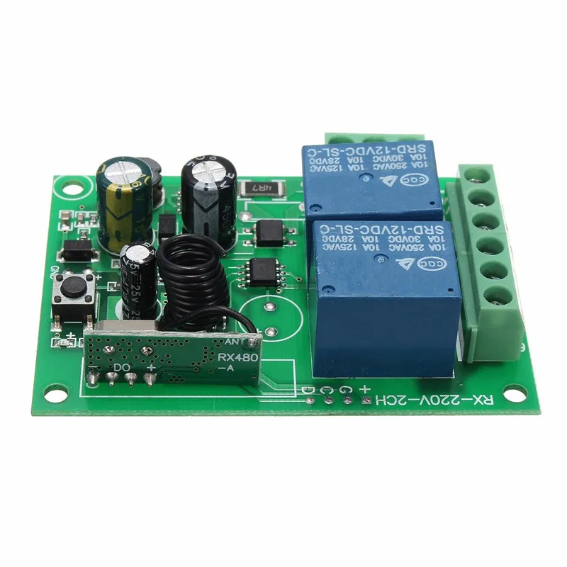 Умный дом DC 12V 220V 10A 315/433MHz 2-канальное беспроводное реле RF дистанционное