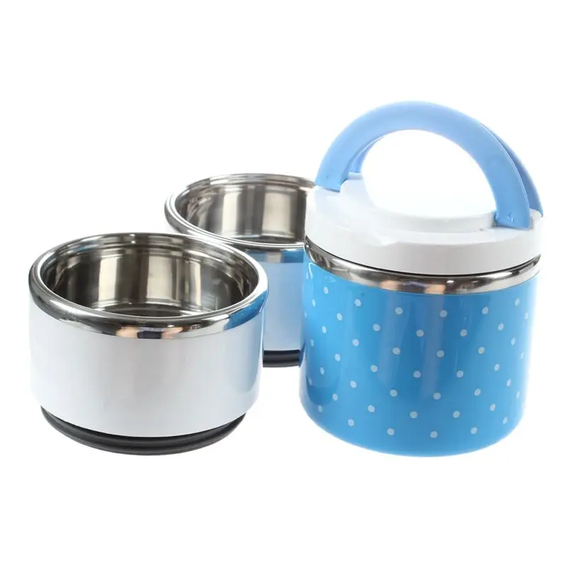 3Layers Thermal Bento Lunch Box Thermos For Food Stainless Steel Insulation Storage food Container Dinnerware Sets Blue |