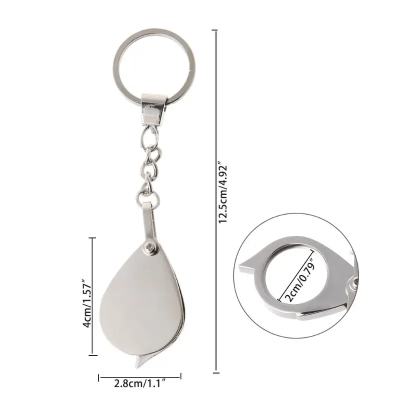 

10X Portable Metal Magnifier Reading Map Jewelry Folding Keychain Loupe Magnifying Glass Lens