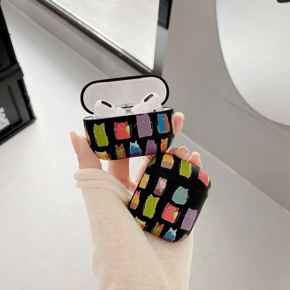 

Earphone Case For airpods case Fashion Color Cat Earphones Cover For AirPods 2 3 AirPods Pro Soft TPU Protect Shell with Hook