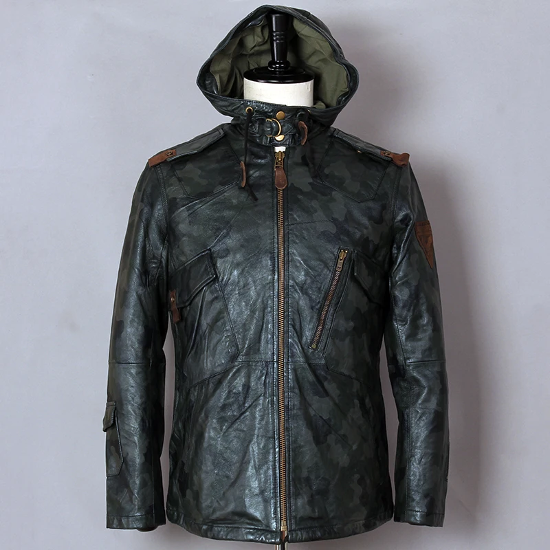 AVIREX FLY/модная куртка из натуральной кожи с капюшоном для мужчин овечьей воздушной