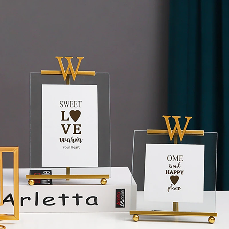 

Металлическая фоторамка геометрический рисунок, металлическая оправа, очки с плавающей картина рамка для фото, образец растения Настольны...