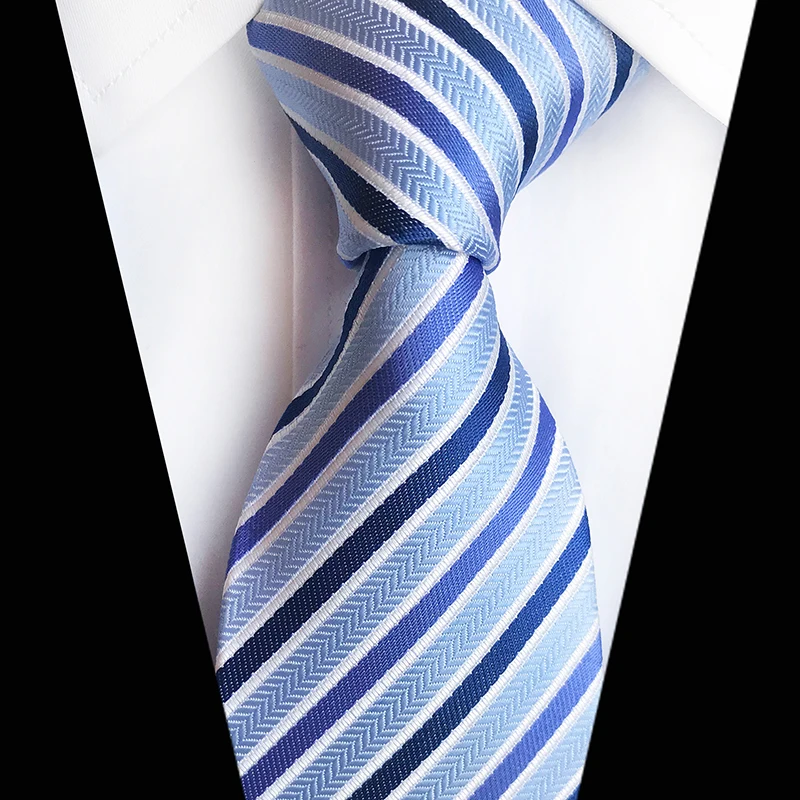 

Formal Ties Business Vestidos Wedding Classic Men's Tie Blue Stripe Grid 8cm Corbatas Dress Fashion Accessories Men Silk Necktie
