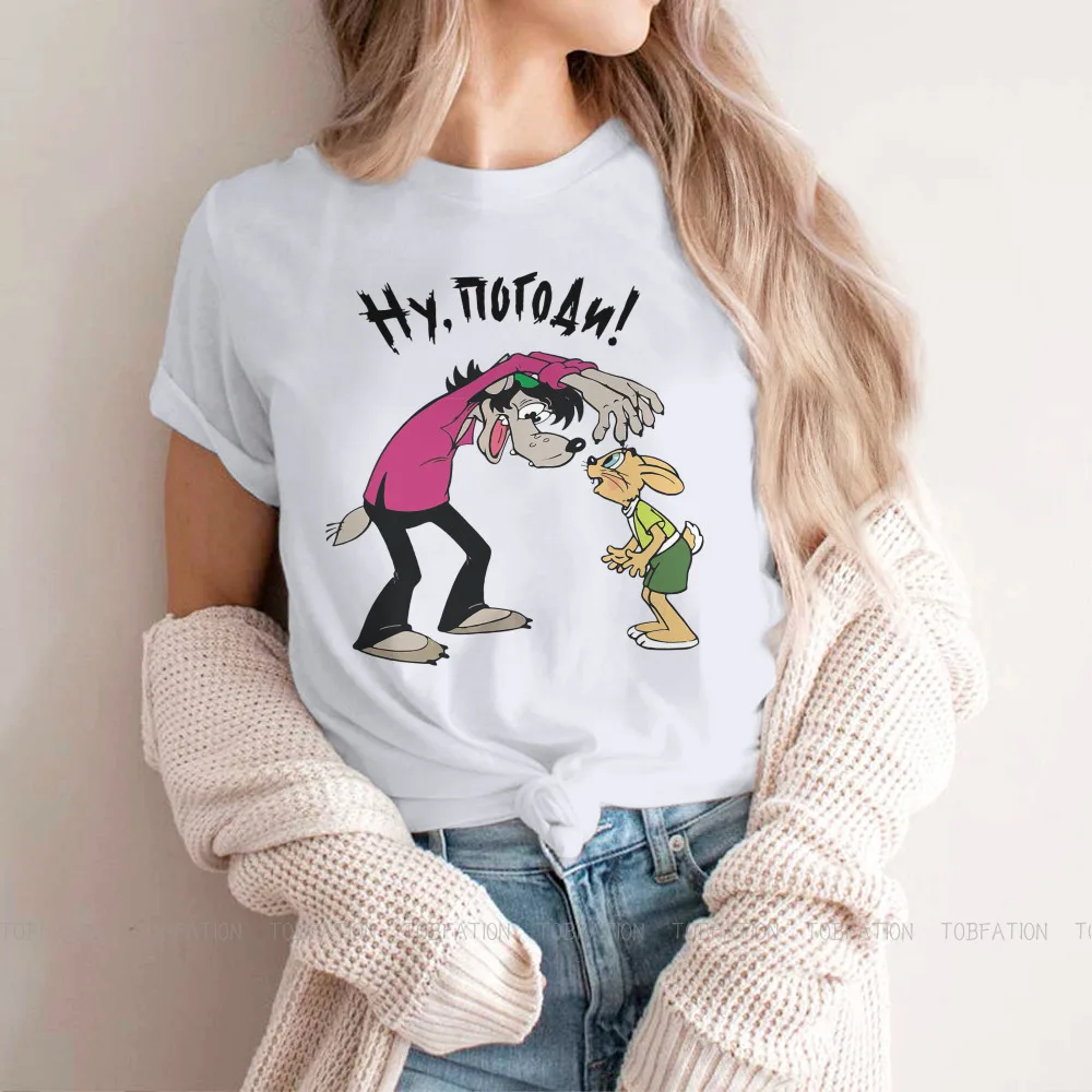 

Nu Pogodi Well Just You Wait Wolf Hare Cartoon Women T Shirt Bunny Female Tops Graphic Kawaii Tees Ladies 4XL Oversized Tshirt