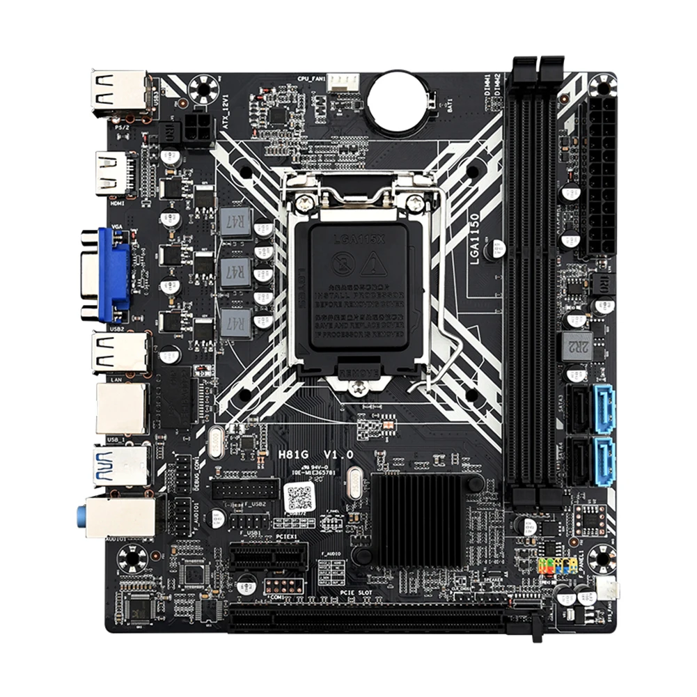 

H81G Motherboard Gaming Desktop LGA 1150 CPU Mainboard 2x DDR3 DIMM Memory for Intel Core Celeron Support SATA2.0 SATA3.0