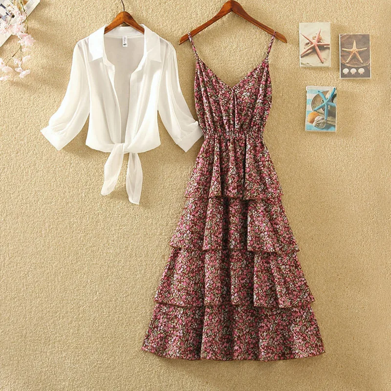 Женское пикантное платье А силуэта пляжная юбка с цветочным принтом шифоновые