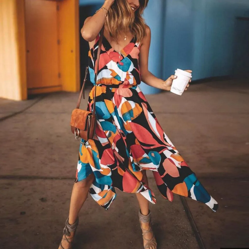 Womail Fashion Повседневные платья Для женщин лоскутное короткий рукав пляжное платье