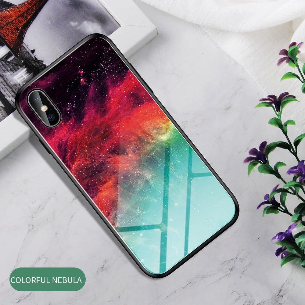 Чехол Heyytle из закаленного стекла с градиентом для iPhone 7, 8 Plus, 6, 6 s, чехол с изображением звездного неба, для iPhone X, XS, XR, 11 Pro, Max, чехол с рисунком