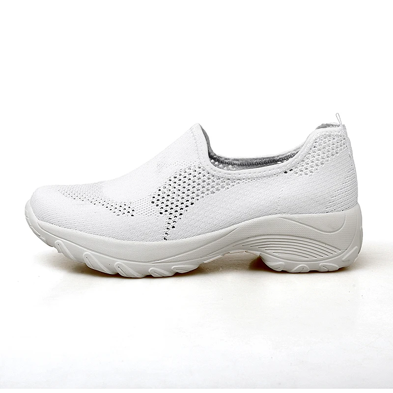 Кроссовки Женская белая Вулканизированная обувь Легкие лоферы без застежки