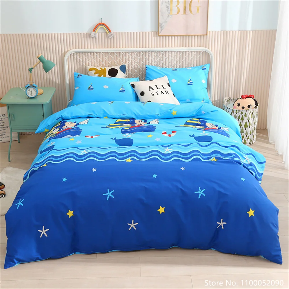 

Disney Winnie The Pooh Bedding Set Cover Pillowcase Quilt Mikey Mouse Cartoon Children Bedclothes Bed Set Disney Home Textile