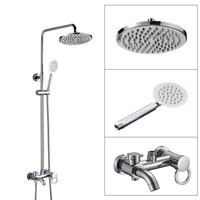 polished chrome brass single handle wall mounted bathroom 8 round rain shower head faucet set bath tub mixer taps mcy337