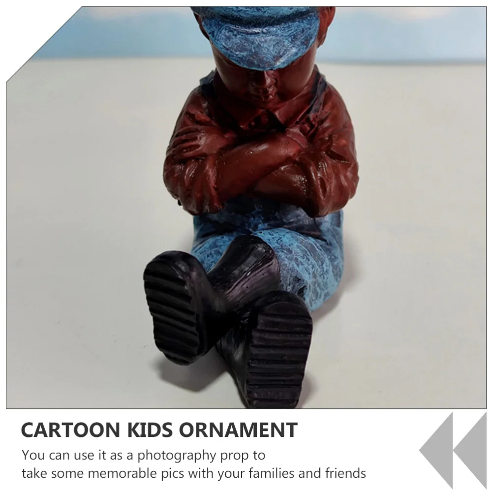 

1pc Modern Garden Ornament Decorative Kid Statue Resin Craftwork Adornment