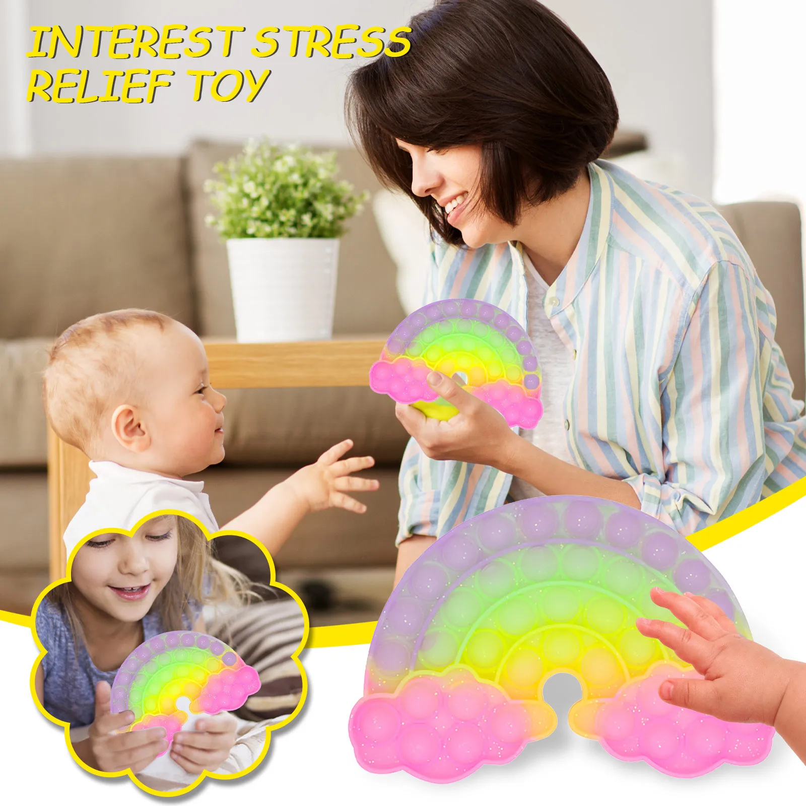 

Fidget Reliver Stress Toy Rainbow Pushes Bubble Antistress Toys Adults & Children Sensory Toys to Relieve Autism Free Shipping