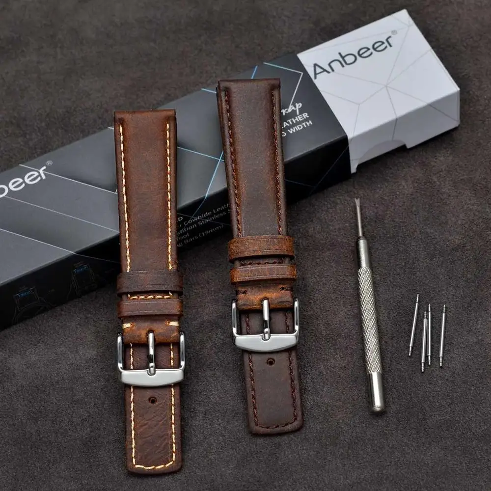 Кожаный сменный ремешок Anbeer для мужчин и женщин винтажный браслет в стиле ретро