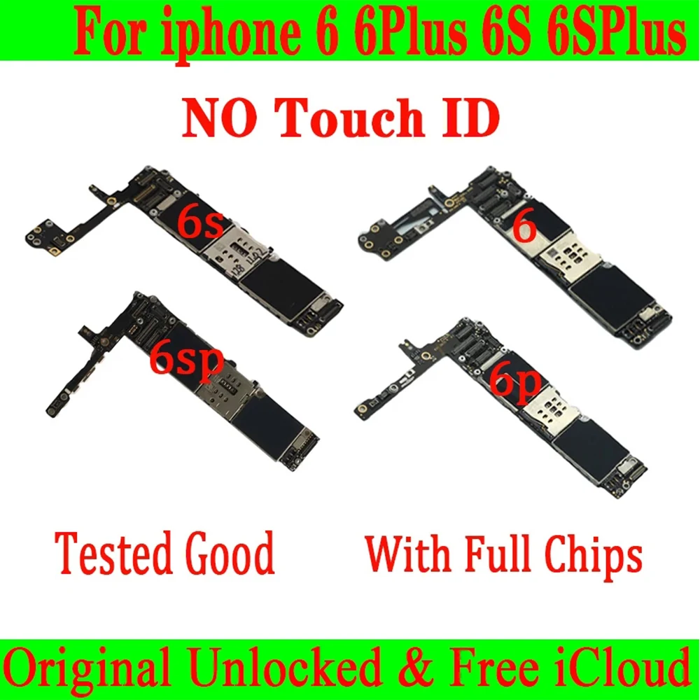 

Factory unlocked for iphone SE 6 6 Plus 6S 6S Plus Motherboard with Clean iCloud,Original for iphone 6 Logic board Full Chips