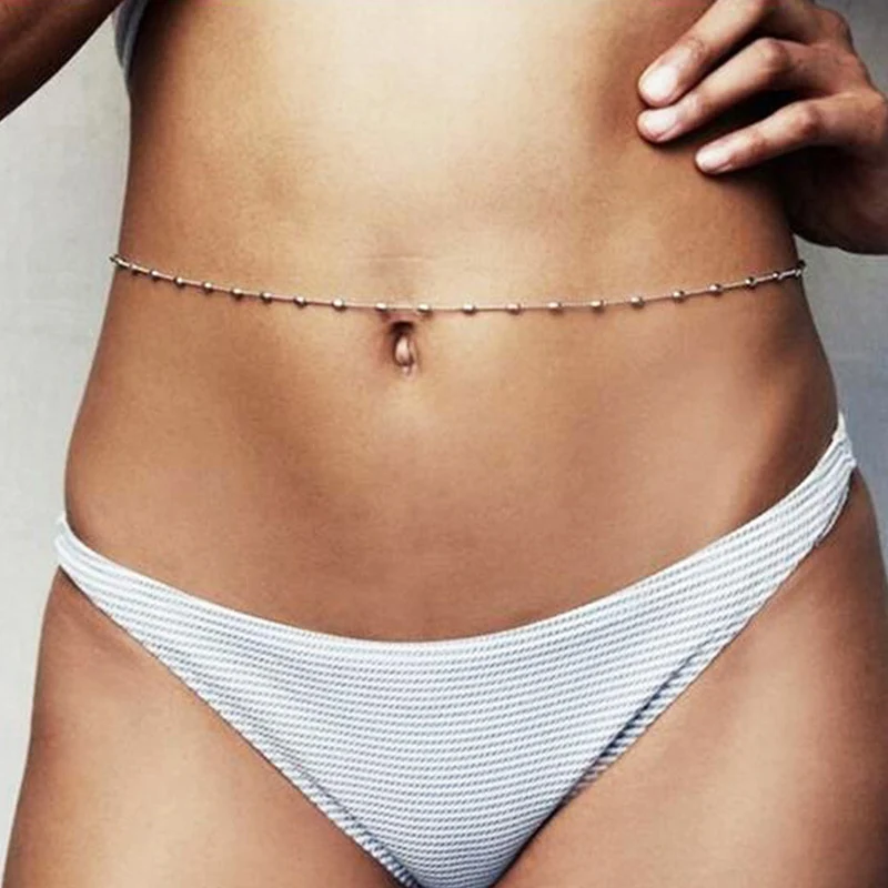 

Summer Sexy Buttocks Belly Chain Vintage Bikini Beads Link Waist Chains Beach Y2K 2021 Trend Body Jewelry Belt Waistband Gift