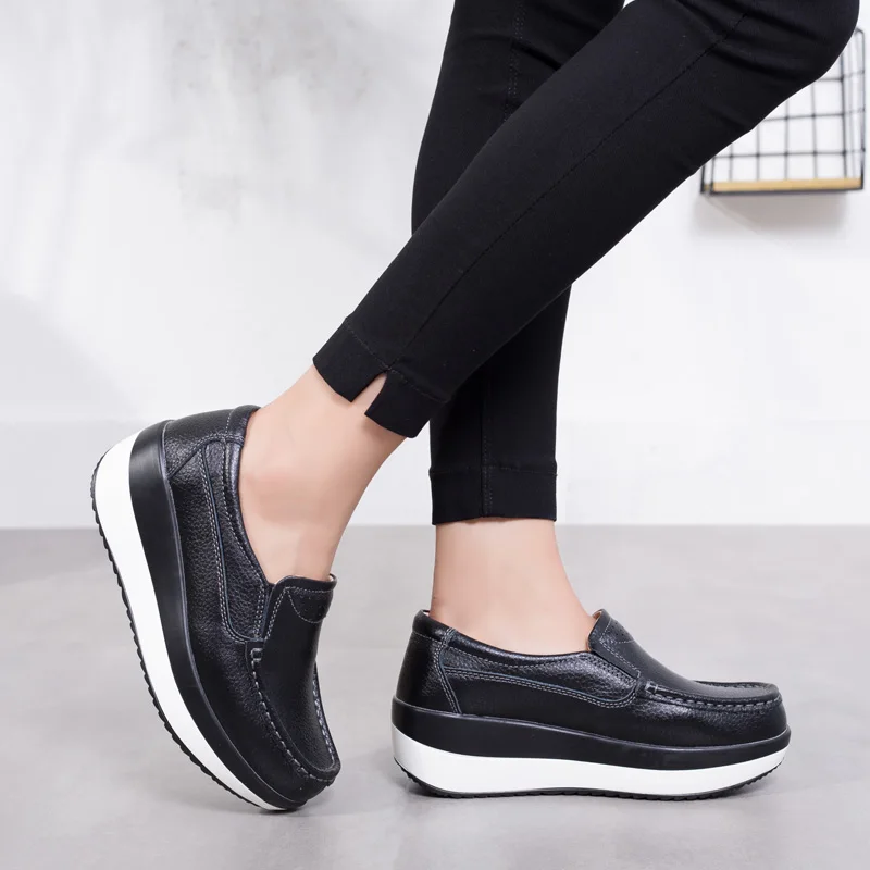 

Women Flats Platform Loafers Ladies Elegant Genuine Leather Moccasins Shoes Woman Autumn Slip On Casual Women's Shoes
