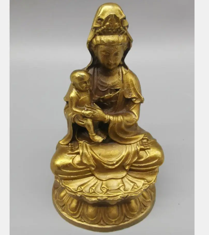 

Архаизированная латунная детская Статуэтка Гуаньинь Будды