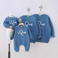 love winter thick plus velvet family matching outfits for family of four sweatshirt plush shirts baby romper kids sweatshirts