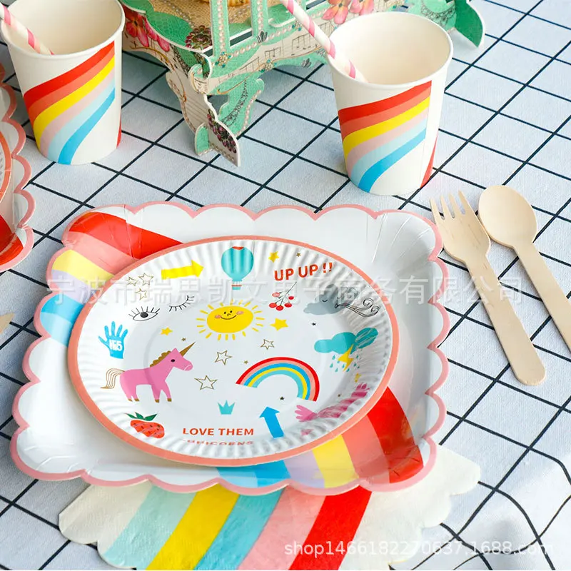 Радужный Единорог одноразовый детский день рождения дикий ужин свадьба юбилей