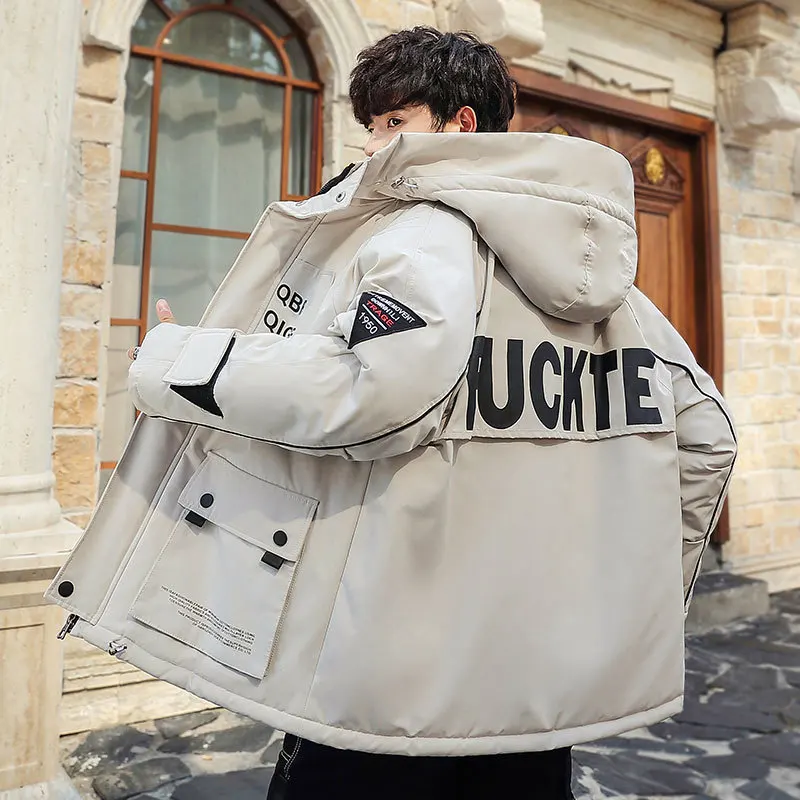 Liketkit мужские зимние парки мужские лоскутные карманы толстые сафари с капюшоном куртки пальто мужские большие хип хоп Теплые ветровки