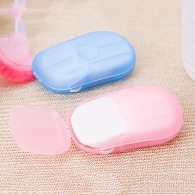 

2 box Disposable Soap Paper Clean Scented Slice Foaming Box Mini Paper Soap For Outdoor Travel random color