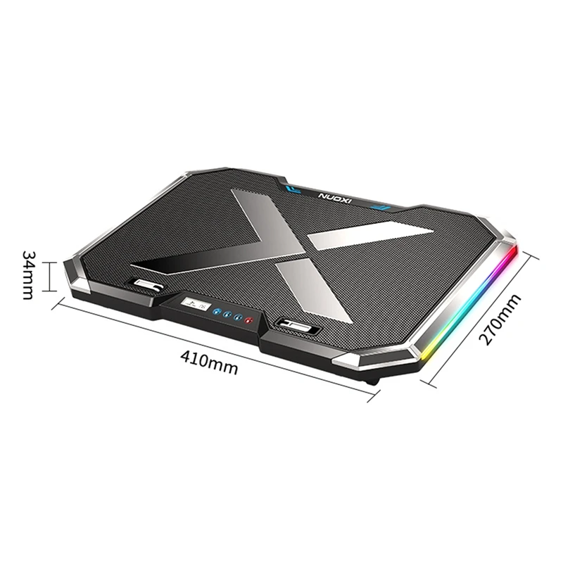 

NUOXI Q8 Laptop Cooler 12-17 Inch 6 Fan LCD Screen RGB Laptop Cooling Pad Laptop Stand 2 USB Port Cooling Fan