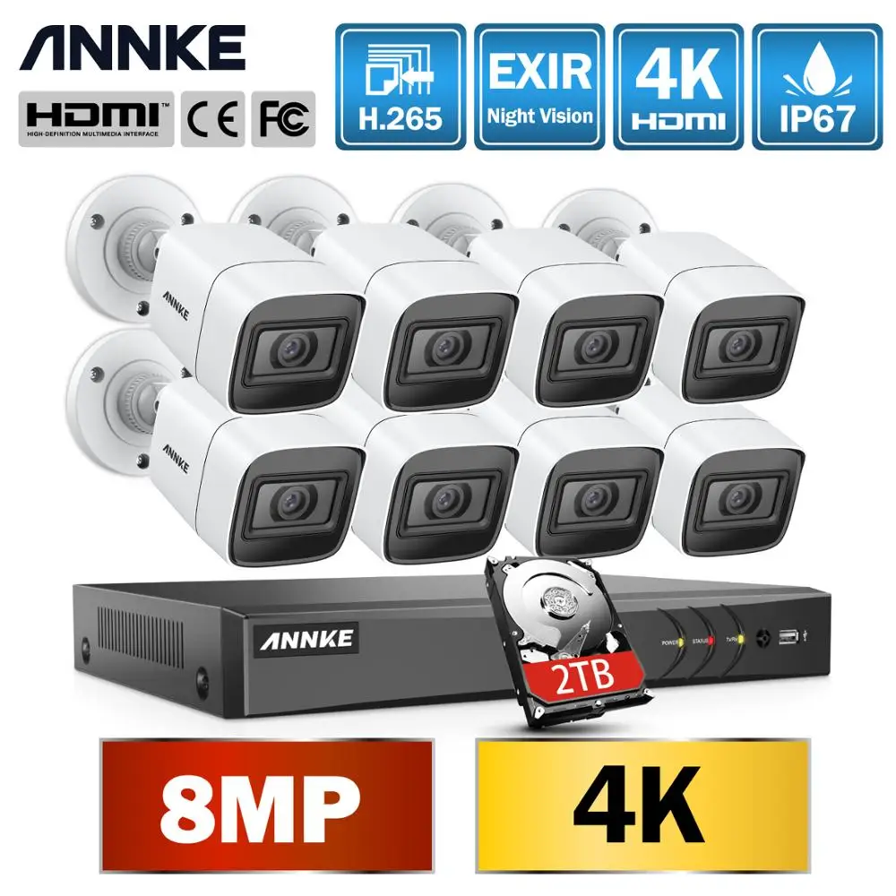 Камера видеонаблюдения ANNKE 4K Ultra HD H.265 инфракрасная камера безопасности с