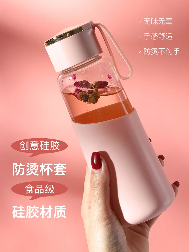 

Portable Water Bottle Glass Heat Resistant Tea Infuser Bottle Eco Friendly Products Botella Deportiva Sport Bottle BD50WB