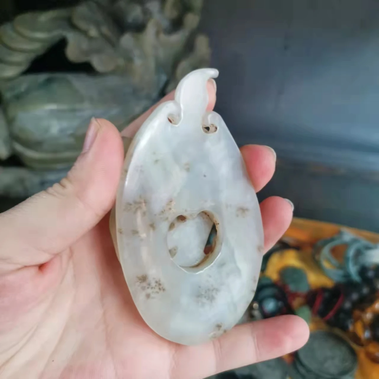 1pcs/lot antique high ancient jade Hetian jade white jade auspicious animal pattern wine glass container collection Unique shape