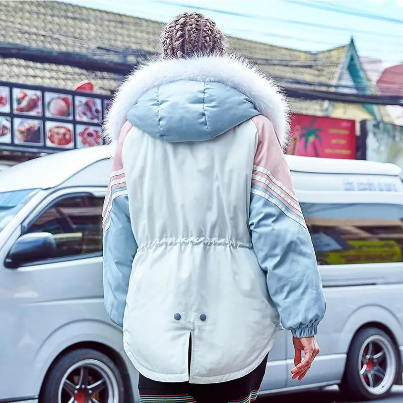 Женский пуховик с меховым воротником и капюшоном модная теплая приталенная