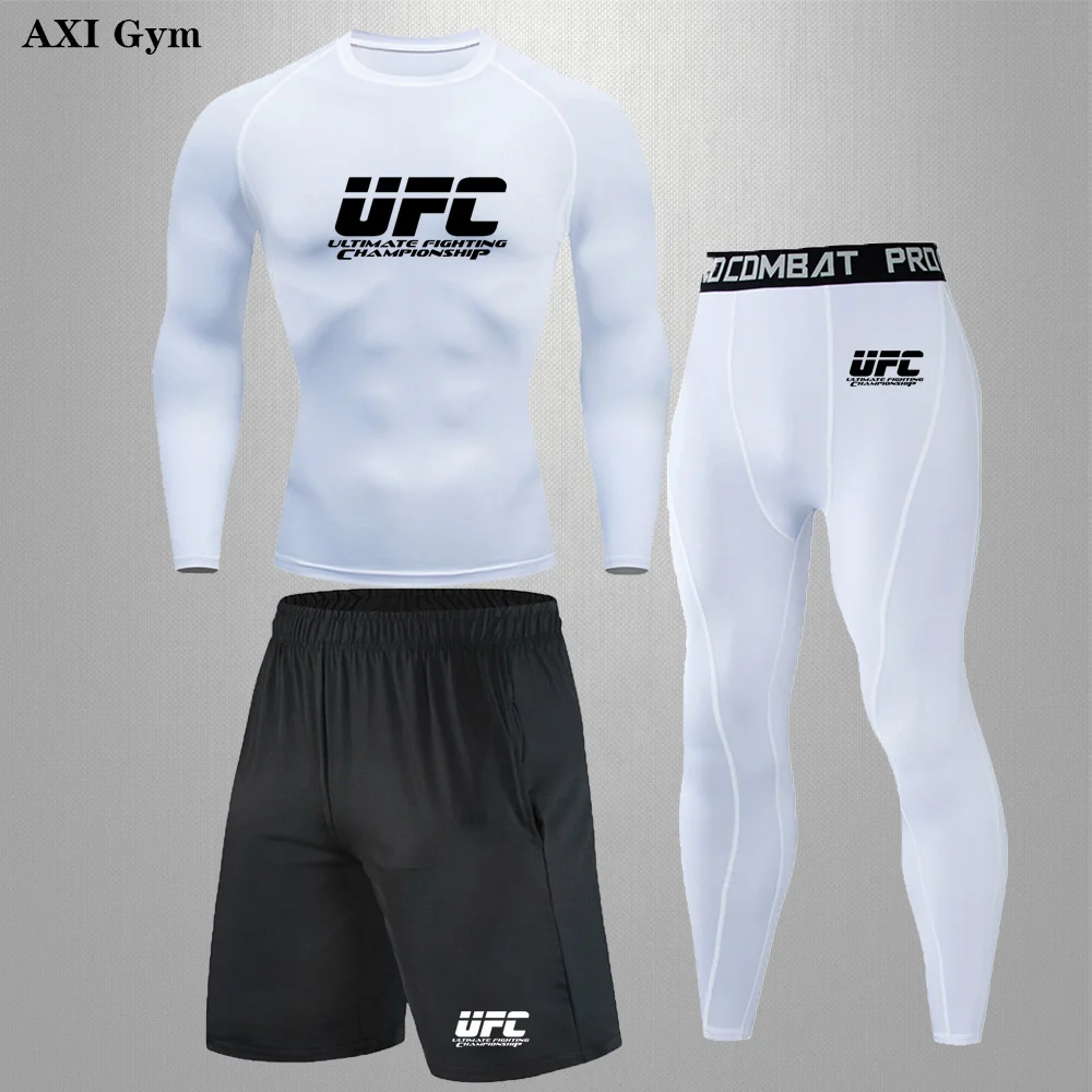 

Мужская спортивная одежда для фитнеса MMA, Высокоэластичный костюм для бега, Боксерский Тренировочный спортивный костюм, быстросохнущие брю...