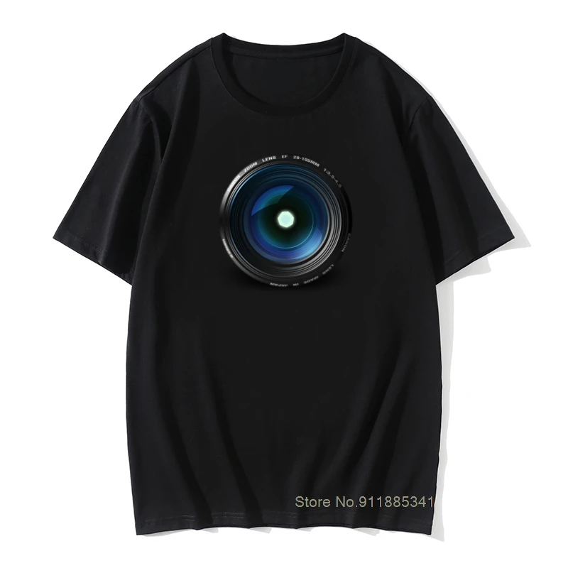 

Футболка в стиле ретро с изображением объектива камеры мужские крутые футболки простые черные топы с коротким рукавом Футболка современны...