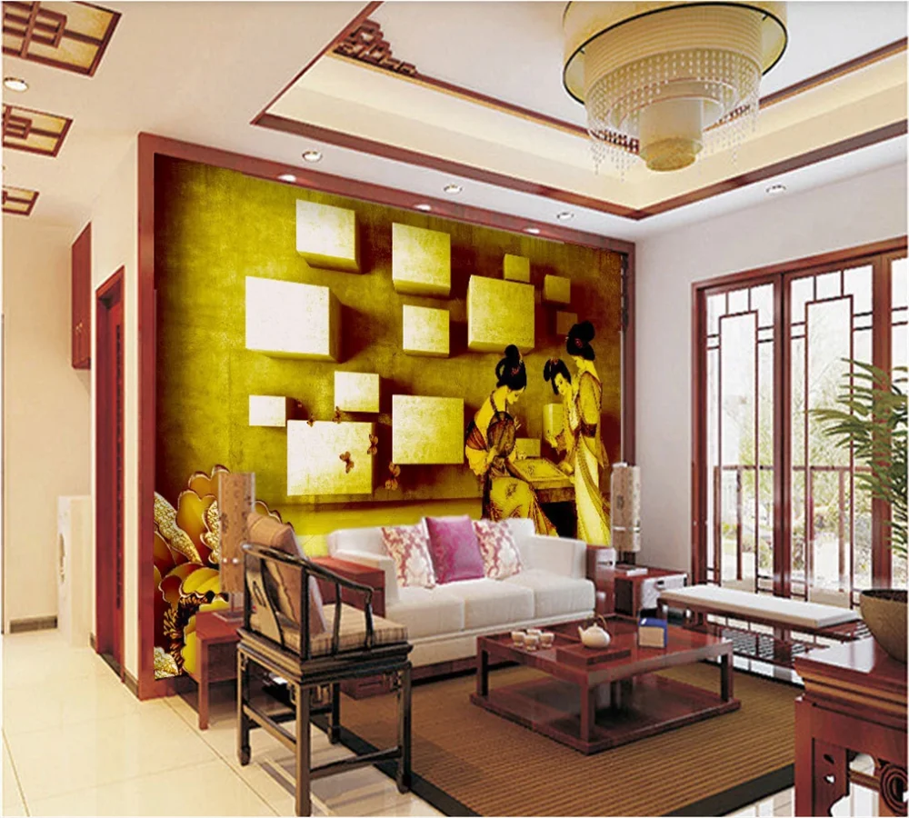 Фон для телевизора на заказ обои древние красавицы дома 8D с трехмерной росписью |