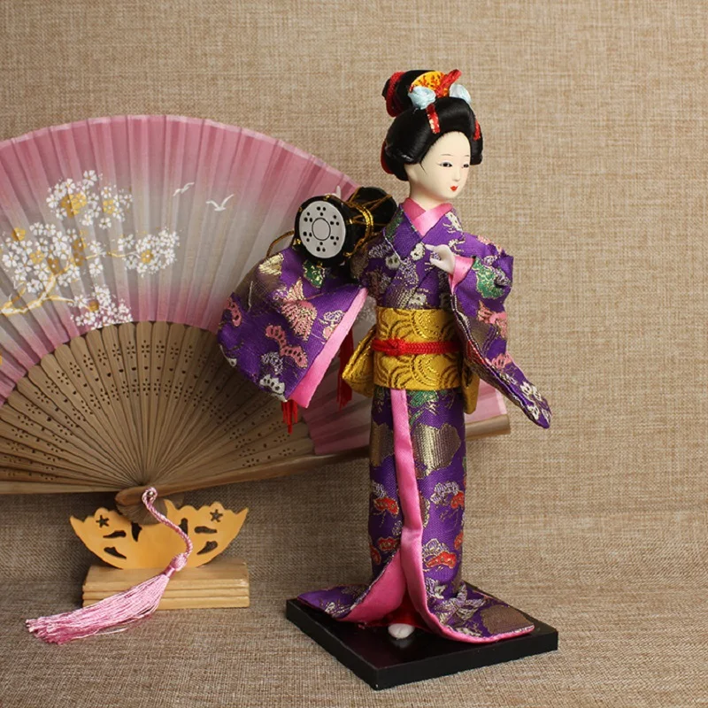 30cm Kawaii Japanese Lovely Geisha Figurines dolls with beautiful kimono New house office decoration Miniatures birthday gift 3