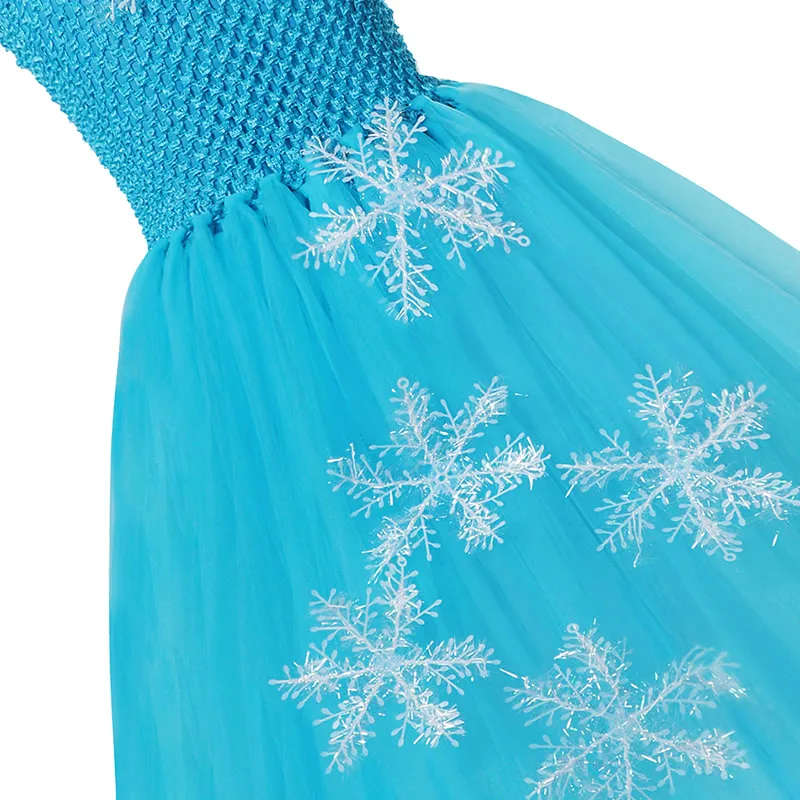 Платье Снежной Королевы для девочек 2 платья Эльзы Бальное платье со снежинками