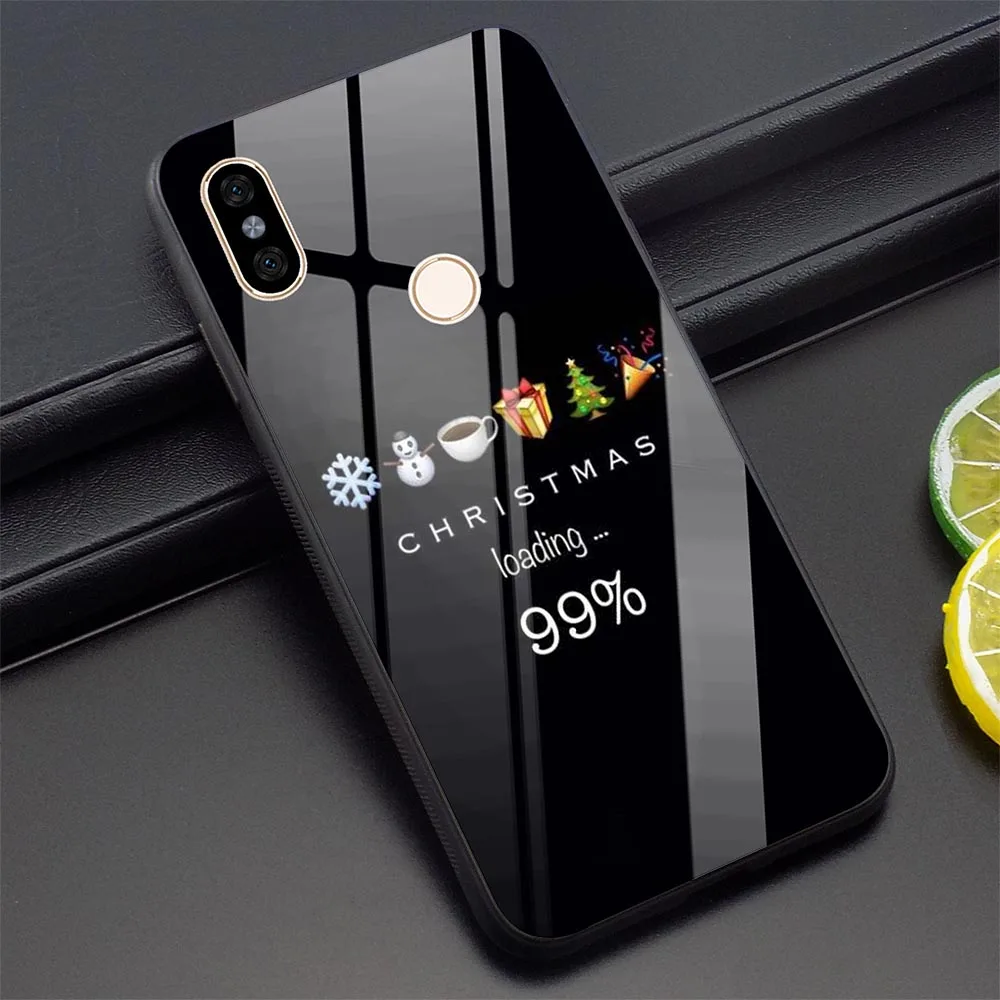 K3015610 Новогодний чехол для телефона Xiao mi Pocophone F1 Note 5 6 7 Pro Red mi 4X 6A mi A1 A2 8 Lite 9 из закаленного стекла - Цвет: K3015610