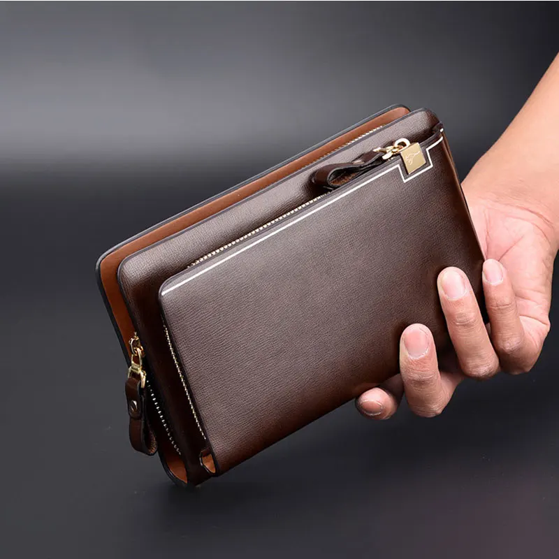 Мужской клатч с несколькими отделениями удлиненные большие кошельки держатель