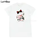 Японский футболка манэки-нэко  счастливый кот каваии аниме на День святого Валентина, мужские футболки с коротким рукавом, хит продаж, новая модная брендовая одежда с круглым вырезом