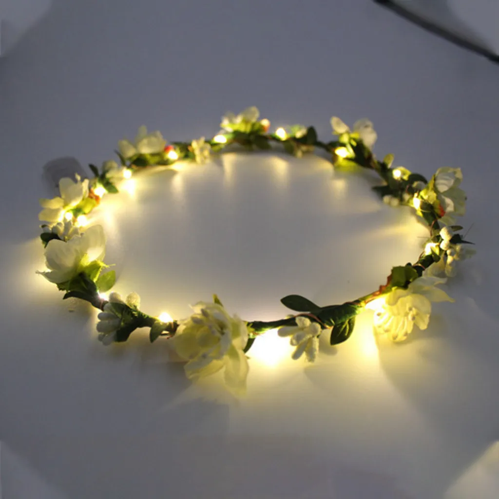 Праздничная Рождественская вечеринка светящийся венок Хэллоуин корона цветок