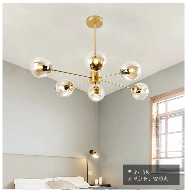 Современный стеклянный шар светодиодные люстры освещение креативная лампа для